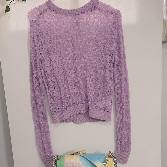 Purple Sheer Cable Sweater - Picture 8 of 14